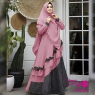 Terania Syari Set Hijab Mix Polka | Gamis Muslim Terlaris | Pakaian