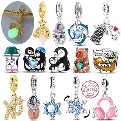 New Original Charm Bead Pendent 925 Silver Penguin Snowflake Capybara Cat Butterfly XO Charms Fit Br