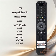 RC833 GUB1 remote control compatible with TCL TV voice remote control 50 55 75 inches C645 C745 C845