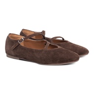 Rene Strap Flats Brown (Suede) - Nappa Milano - Women's Leather Shoes Suede Flats Women Flats