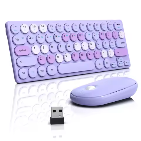 New Mini Wireless Keyboard and Mouse 2.4G Keyboards Colorful Fashion 64Keys Typewriter For Windows 7
