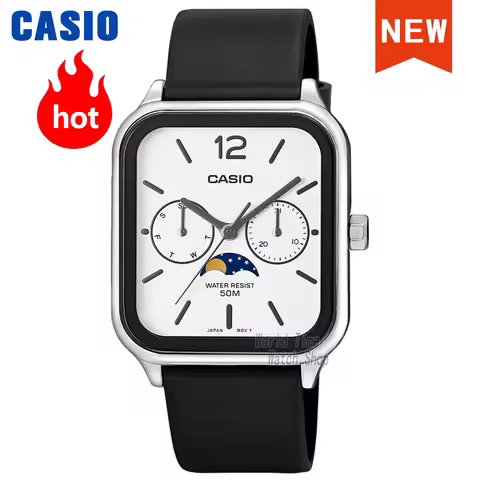 Casio Wrist Watch for Men Fashion Business Quartz Waterproof Limited Edition Model Moonphase Square 