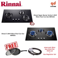 Rinnai RB983G 5.0kW / RB93UG 5.5Kw Hyper Burner 90cm 3 Burner Gas Hob Flexible Cut-out