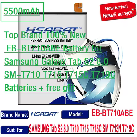 Top Brand 100% New 5500mAh EB-BT710ABE Battery for Samsung Galaxy Tab S2 8.0 SM-T710 T715 T715C T719
