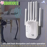 SHOUOUI Wifi Repeater, Plastic 300Mbps/1200Mbps WiFi Extender, Portable Dual Band 6 Antenna 2.4G 5G 