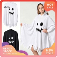 YX Spooky Cosplay Cloak for Boys Girls Halloween Ghost Costume for Kids Spooky Hooded Ghost Costume 