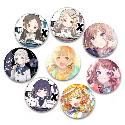 HD Print Anime Badge Gakuen Idolmaster Tinplate Pins Round Cute Girl Cartoon Brooches for Backpack C