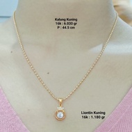 Kalung + Liontin Emas Kuning 16K Berat 7.210 Gram