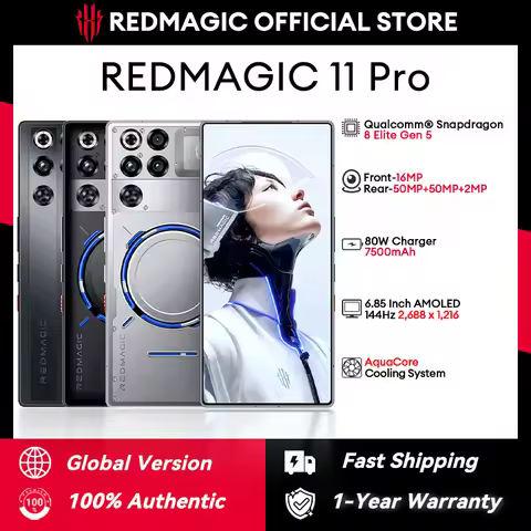 Global Version Redmagic 11 Pro NX809J Snapdragon 8 Elite Gen 5 6.85" 144Hz 2688x1216 AMOLED 50MP*2+2