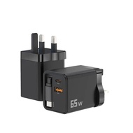65W GaN Fast Charger with Built-in Retractable Cable | 40W PD, 27W QC | Fast Charging for iPhone, iP