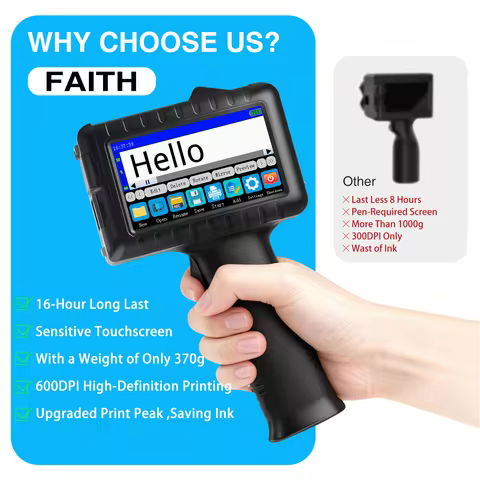 Faith 12.7mm Portable Printer Handheld Inkjet Printer Text QR Barcode Batch Number Logo Image Date P