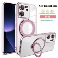 Plating Lens Cover Xiaomi Mi13T Xiaomi13 Pro Mi 12T 11T Pro Phone Case with Magnetic Charging Ring Stand Holder