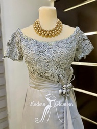GRAY SWAG DESIGN FORMAL GOWN FOR NINANG, PRINCIPAL SPONSOR, MOTHER OF THE BRIDE GROOM