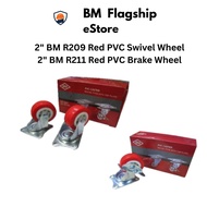 2" BM R209 Red PVC Swivel Wheel 2" BM R211 Red PVC Brake Wheel