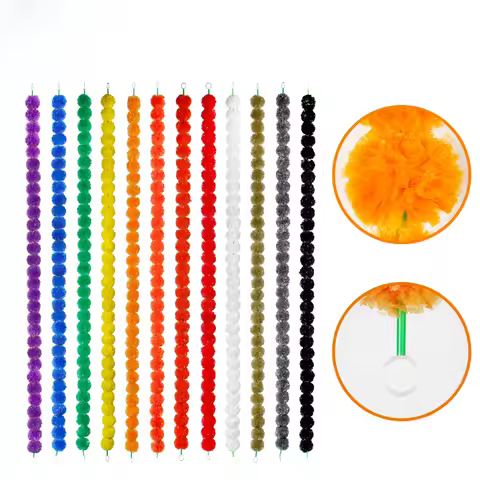 1.5m Indian Diwali Traditional Festival Marigold Flower Garland Plastic Artificial Flowers Wreath Da