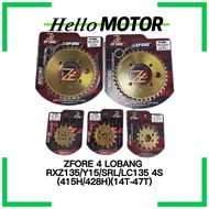 ZFORE 428 STEEL SPROCKET LC135/RXZ/Y125Z/Y15ZR 4HOLE HUB/Y16ZR 4HOLE HUB  SIZE 32T TO 47T