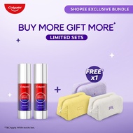 Colgate Optic White Purple Teeth Whitening Serum 40mlx2 + FREE Colgate Furry Pouch x1