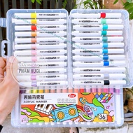 LEX Acrylic Marker Pen – Set of 12/18/24/36/48/60 Colors, Writes on All Surfaces, Evenly Dark Colors