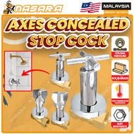 Nasara 1/2" 3/4" Axes Concealed Stopcock Brass Chrome Cross Square Handle Shower Tap Stopcock Spindl