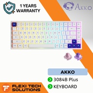 Flexi Tech AKKO White &amp; Blue 3084B Plus Multi-Mode Wireless Hot-Swap Keyboard