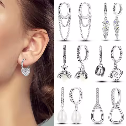 925 Sterling Silver Woman Earring Feather Firefly Pendant Earring Anniversary Wedding Female Jewelry