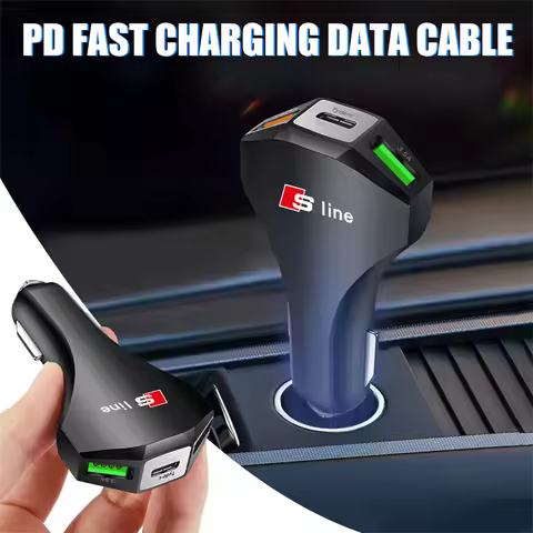 Car Charger USB Type-C Ports Super Fast Charging Adapter For Audi Sline Quattro RS S TT A1 A2 A3 A4 