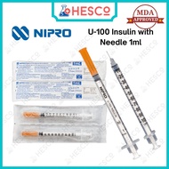 Jarum Insulin Needle Syringe Picagari 1ml Sterile Type1 & 2 Diabetes U-100 8mm Nipro MDA 1pc Fixed N