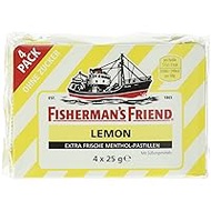 Fisherman's Friend Lemon without Sugar - Cough Drops Pack of 4 (4 x 25 g)