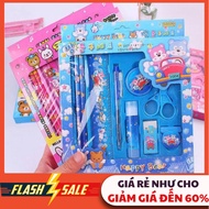 School Supplies Set 9 Blue PinkPiece for Children Stationery Pens Assorted Set of 9 Piece School Sup