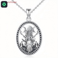 1F) Witchy Necklace Jewelry For Women Girls Triple Moon Goddess Hecate Pendant With STAINLESS STEEL 