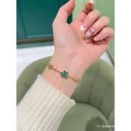 LOLA ROSE Lola Rose Ivy Lace-Up Diamond Malachite Five-Leaf925Silver bracelet