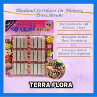 (FF 5) THAILAND FERTILIZER SPIKES FLOWER MAX FOR FLOWERS TRESS SHRUBS, FLOWER FERTILIZER, BAJA BUNGA N-P-K 10-30-9