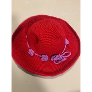 Red Yarn Brim Hat Crochet