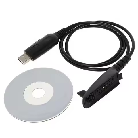 106cm / 41.34" USB Programming Cable With Software CD For Motorola Walkie Talkie Radio GP340 GP380 G