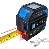 4-in-1 Laser Tape Measure with Laser Level Crosshairs |130ft/40m Laser Distance+16ft/5m AutoLock Tap