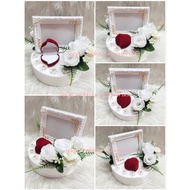 gubahan frame mas kahwin + couple ring box (white gold)