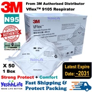3M VFlex 9105 N95 [15pcs/25pcs/50pcs] Foldable Mask Flu Prevention/ Haze/ PM2.5