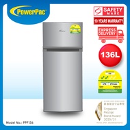 PowerPac Mini Bar Fridge 136L 2 Door with Freezer (PPF136)