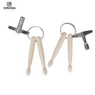 [SONONIA] Multifunctional Wooden Drumstick Keychain with Drum Tuning Key Portable Drum Accessories f