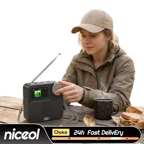 BT Internet FM Radio Rechargeable Wifi Radio Built-in Battery Portable FM Radio with 1.47inch Color 