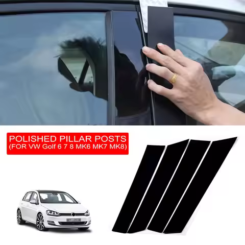골프 Polished Pillar Posts For Volkswagen VW Golf 6 7 8 MK6 MK7 MK8 Door Pillars Post Trim Car Window 