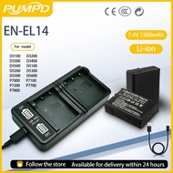 PUMPD EN-EL14 battery for Nikon D3100, D3200, D3300, D3400, D5100, D5200 battery charger