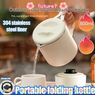 FUTUREE Electric Kettle, 800ml Foldable Mini Kettle, Upgraded  Two Gear Mode 304 Stainless Steel Por
