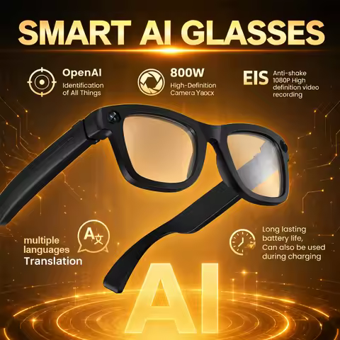 New 800W Camera Smart Glasses Anti-shake 1080P Al Object Recognition Al Translation Audio Recording 