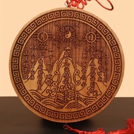 2026 New Style Fat City Peach Wood Mountain Sea Town Pendant Convex Mirror Mountain Sea Town Pendant