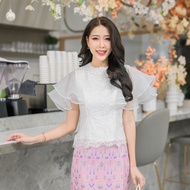 HONEY SHOP เสื้อลูกไม้เกรดพรีเมี่ยมเนื้อดี  แต่งระบายด้วยผ้าไหมแก้ว ดีไซน์น่ารัก สวยมาก สวมใส่สบายมี