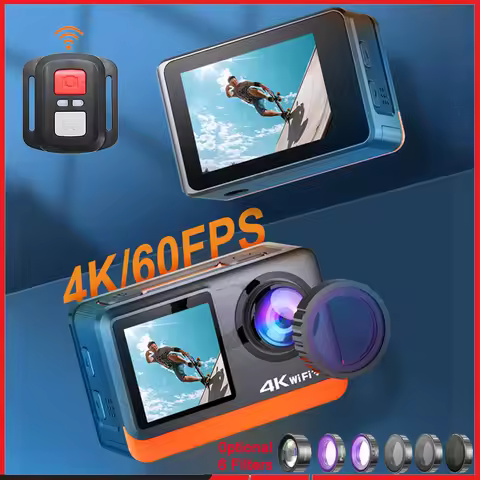 2" Touch IPS Dual Screen Action Camera 4K60FPS 30MP DVR Wi-Fi 170D EIS Optional Filter 1080P Webcam
