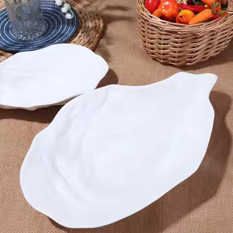 Tableware Ceramic Sashimi Plate Creative Reusable Storage Dish Oyster Shell Shape Multi-Function Des