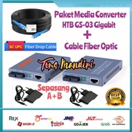 FO Cable Package 50 Meters + Media Converter HTB GS-03 A+B 1000 Mbps
