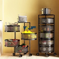 WJF 3 4 5Layer Rotatable Kitchen Utility Trolley Cart Shelf Storage Rack Organizer With Wheels Stand